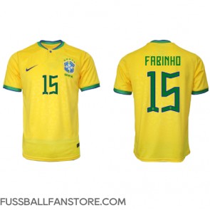 Brasilien Fabinho #15 Replik Heimtrikot WM 2022 Kurzarm